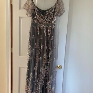 Baltic Born Sage Green and Rose Gold Floral Maxi Dress